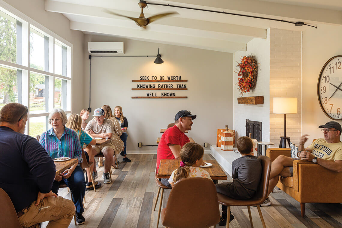 customers inside Gogo's Cinnamon Rolls