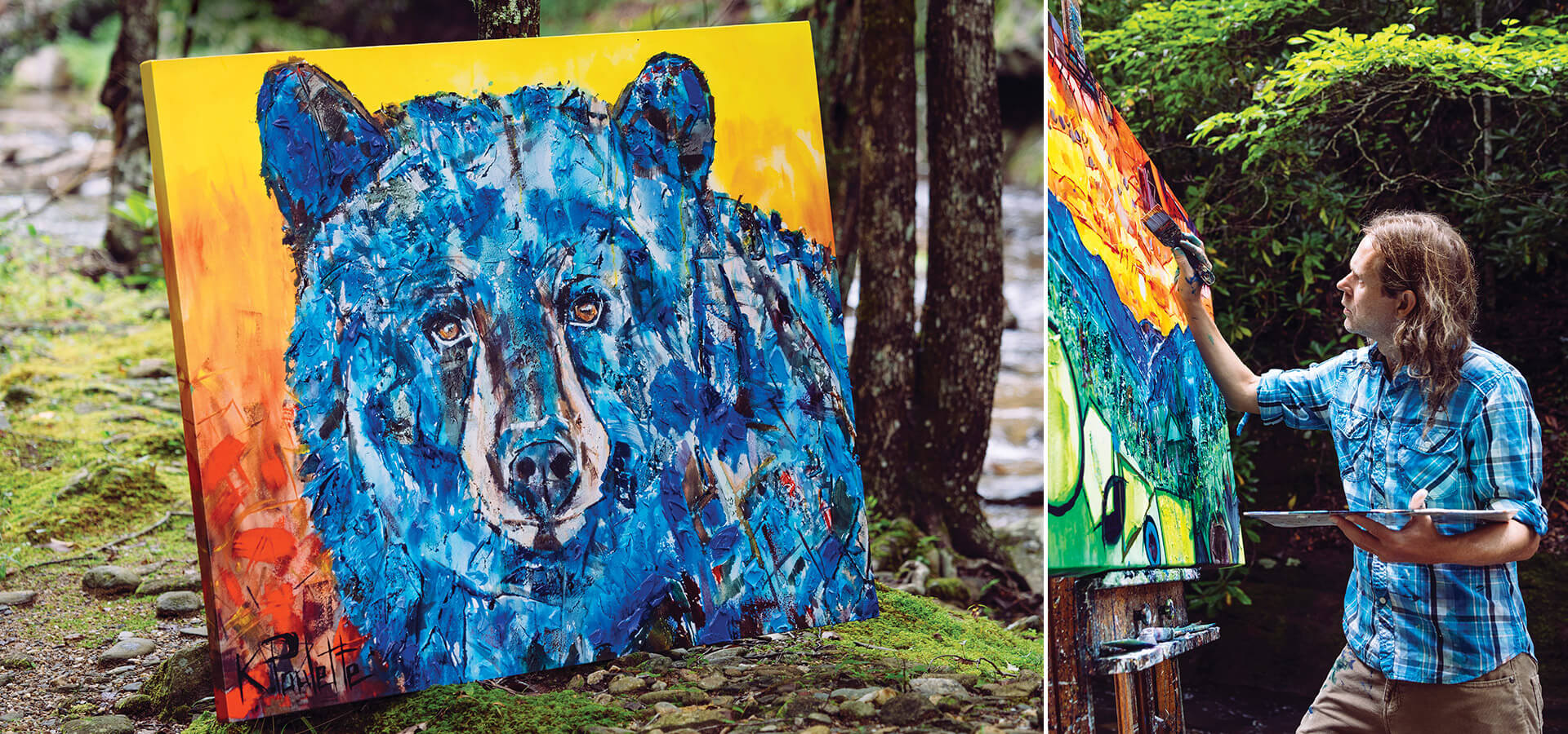 Hydrodynamic Soul is one of many paintings touched by the creek behind the home-studio of prolific artist Kent Paulette.