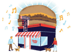 Illustration of a liver mush restaurant