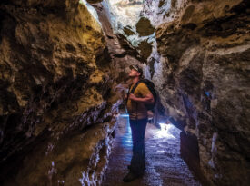 Person inside Linville Caverns