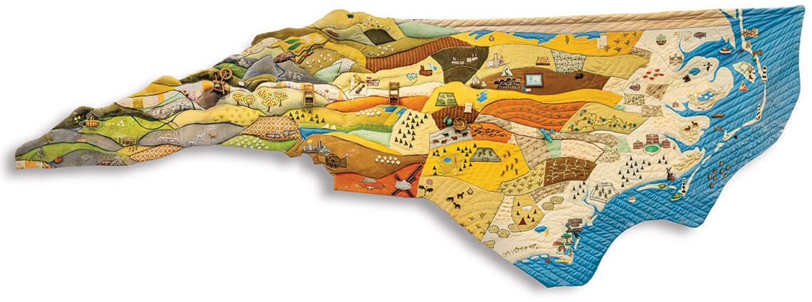 the quilt of North Carolina at the I-26 East Welcome Center, made by artists who live in the state.