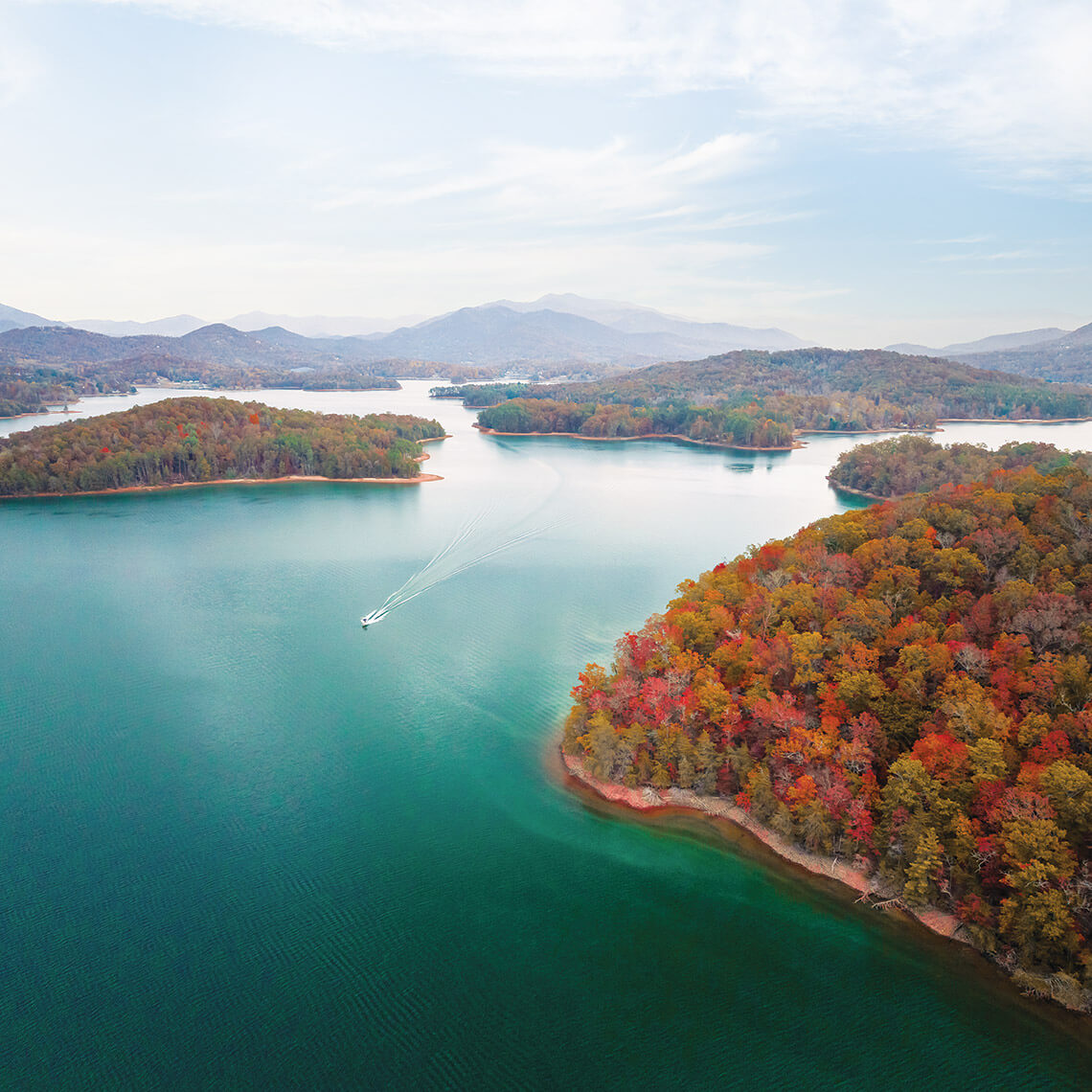 Boat in the waters at Lake Chatuge