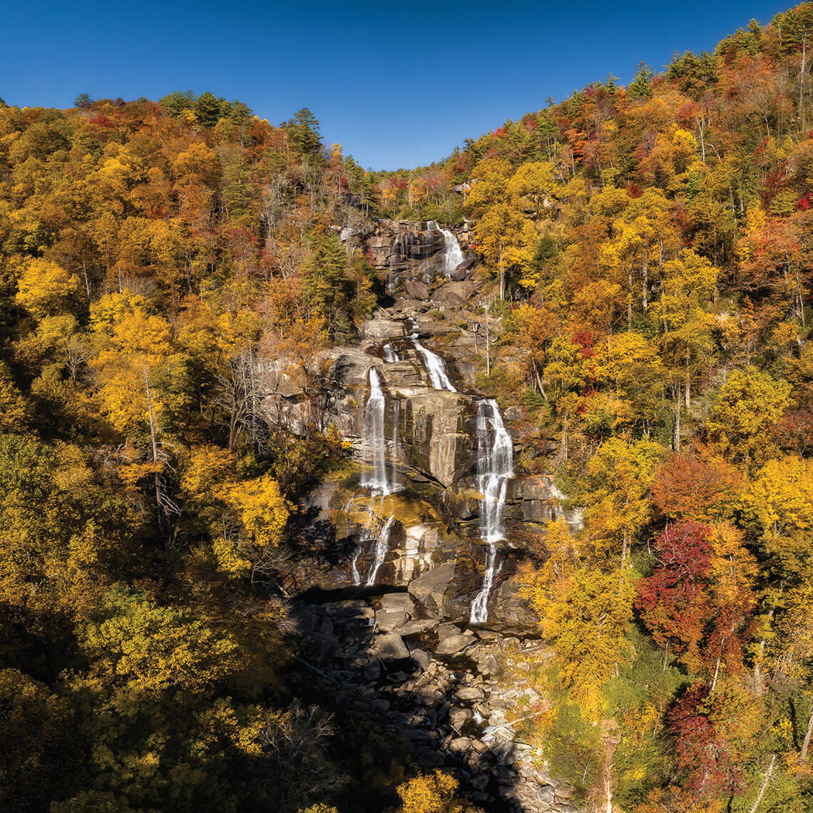 Upper Whitewater Falls cascades toward South Carolina.