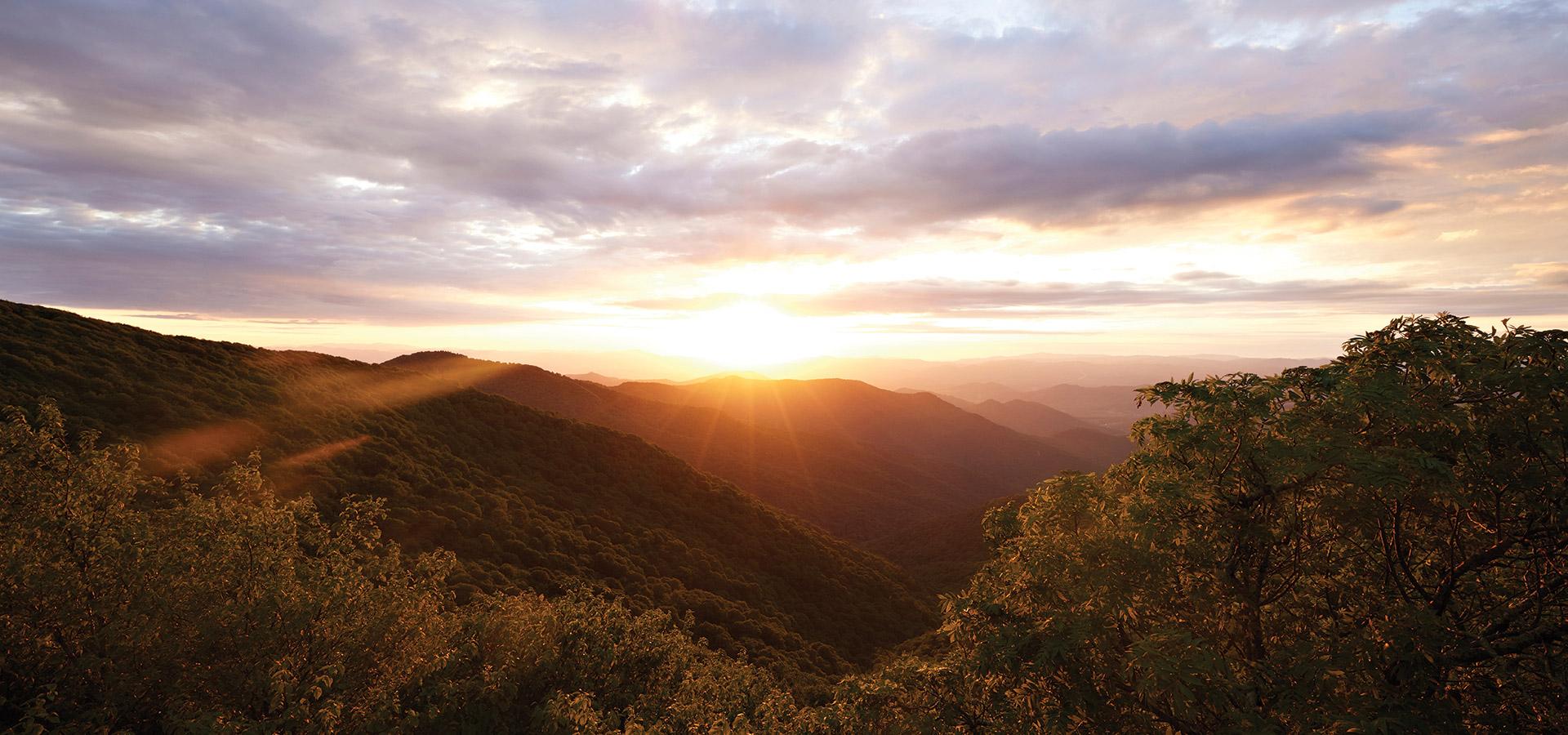 View of Blue Ridge Craggy Gardens during sunrise
