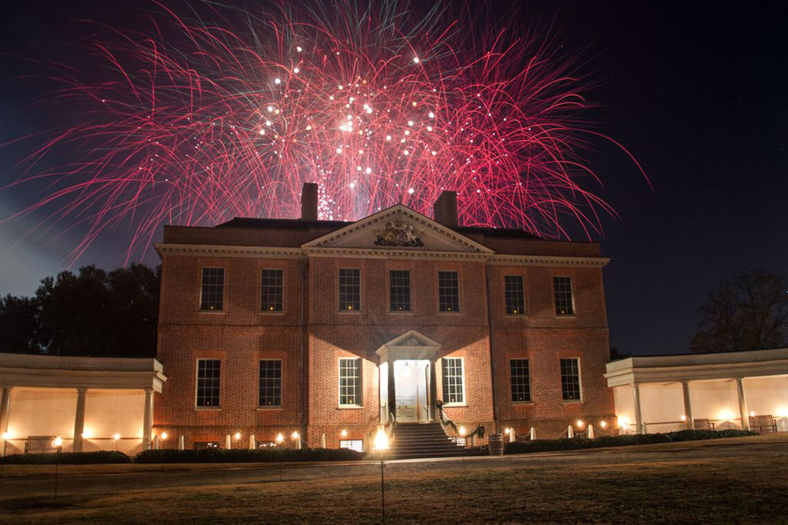 Firework display at Tryon Palace in downtown New Bern