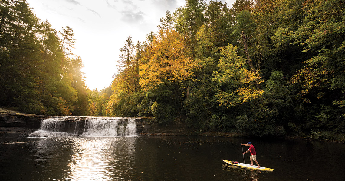 Paddleboarder at Hooker Falls.