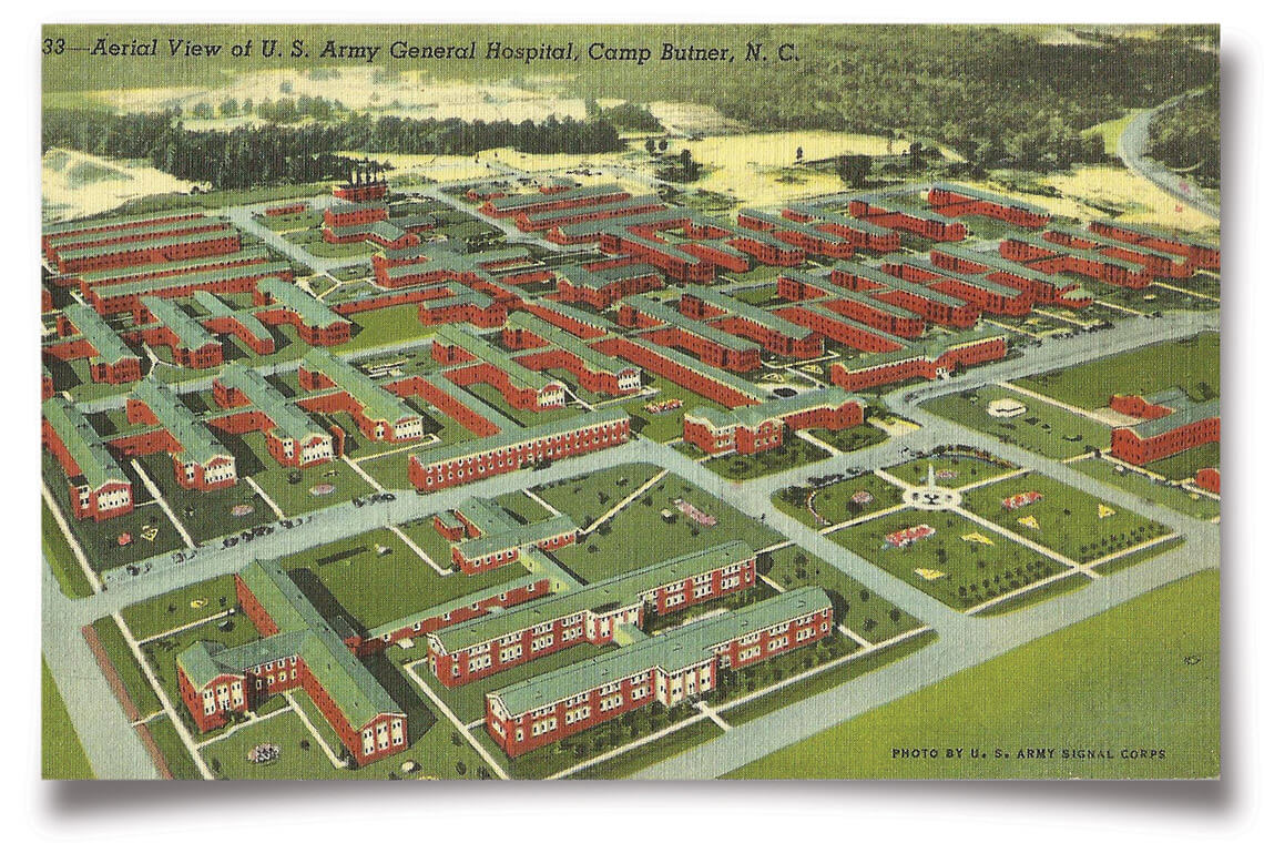 Illustration depicting overhead view of Camp Butner in 1942