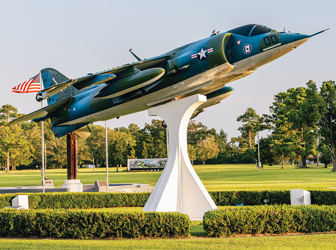 AV-8A Harrier in front of the Havelock Police Station