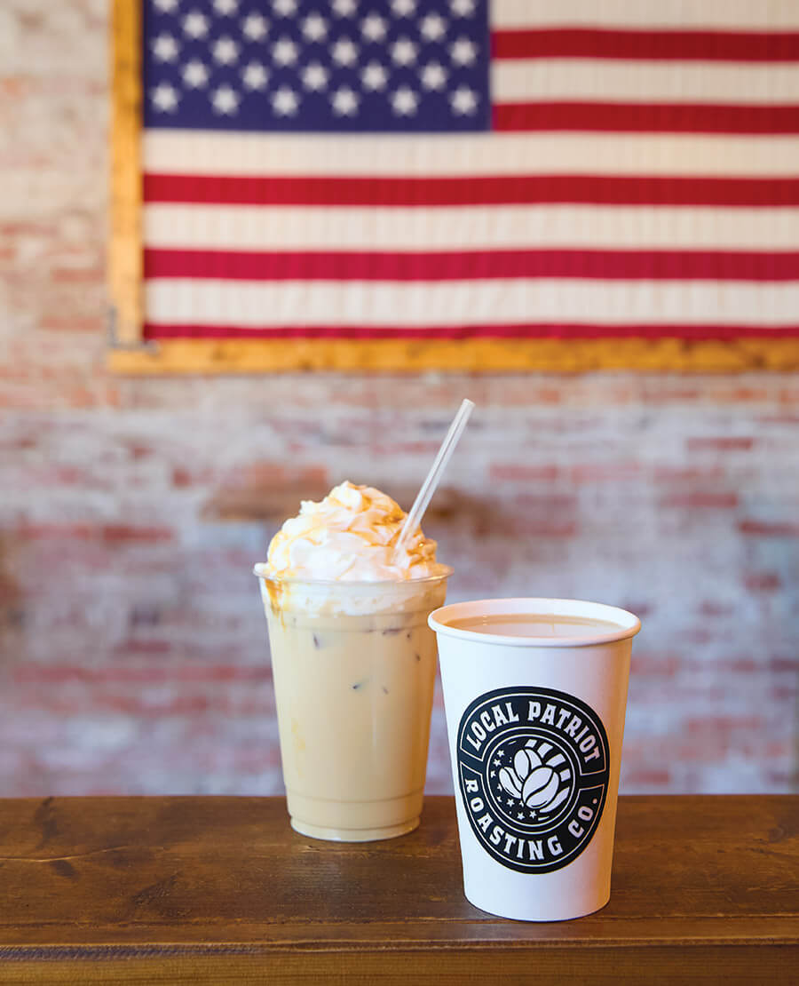 Coffee and latte at Local Patriot Roasting Company