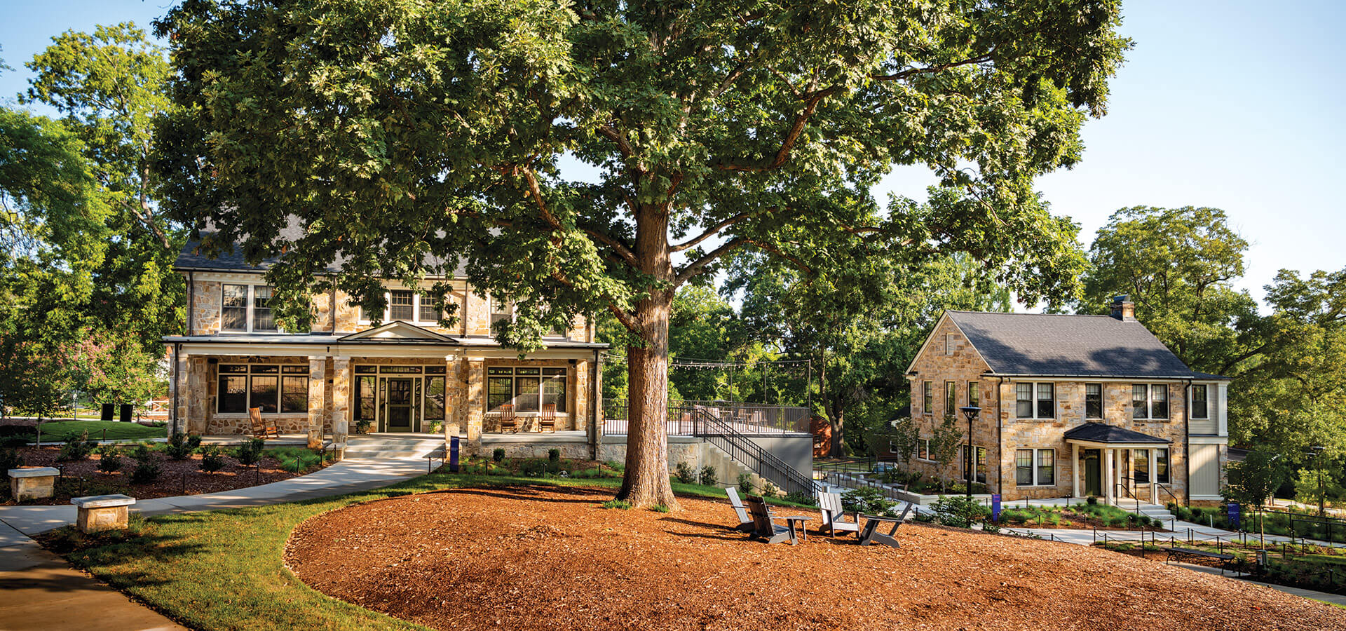 The stone cottages at Dorothea Dix Park