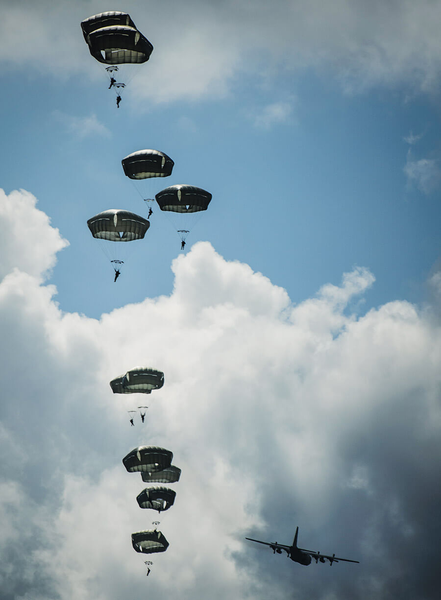 U.S. Army Airborne Division paratroopers train at Fort Liberty