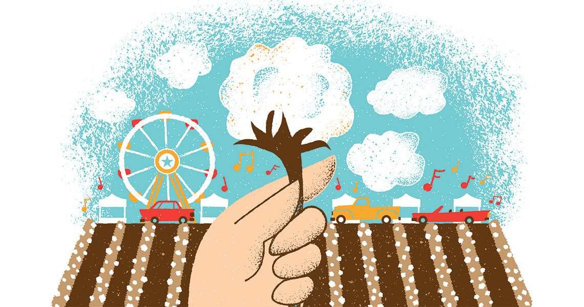 Illustration of hand holding a cotton piece