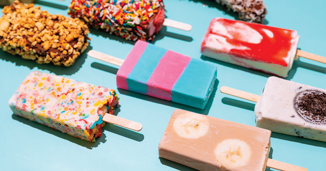 Selection of paletas at Ice Cream Shop Paleteria Deya
