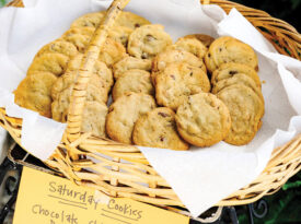 Basket of fresh cookies at Pittsboro Feed