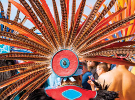 Person in head dress at Onslow Veterans Pow Wow