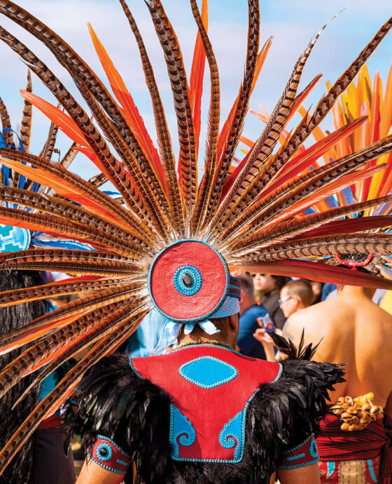 Person in head dress at Onslow Veterans Pow Wow