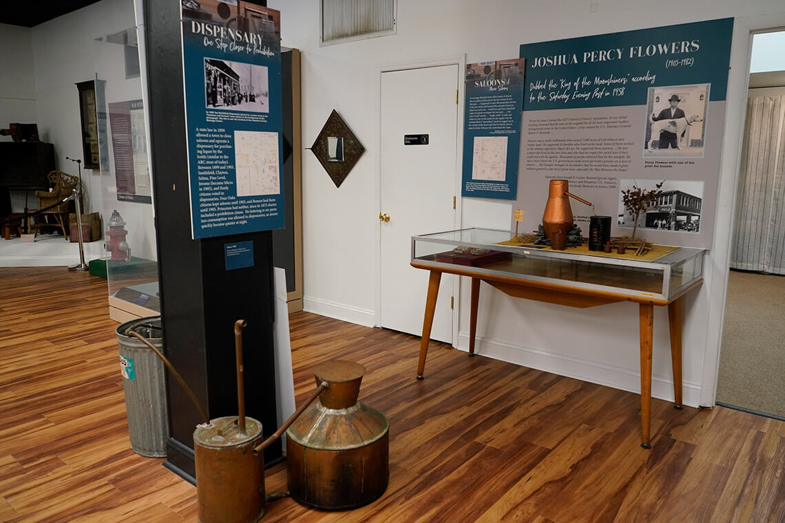 Percy Flowers Exhibits inside the Johnston County Museum of History. 