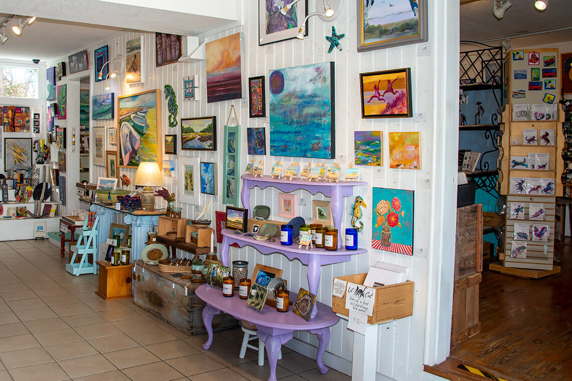 Interior of the gallery at KDH Cooperative Gallery & Studios in the Outer Banks