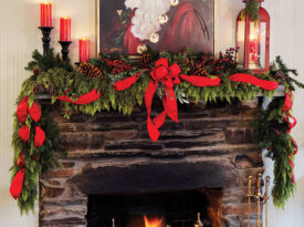 The mantel over the fire at the Badin Inn