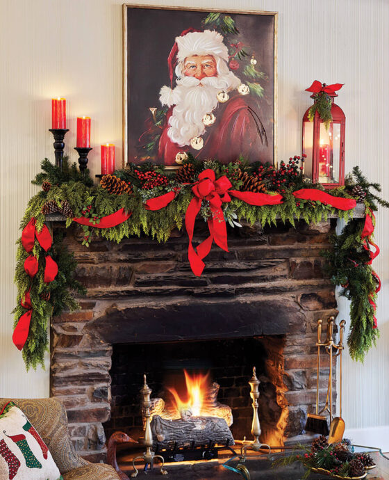The mantel over the fire at the Badin Inn