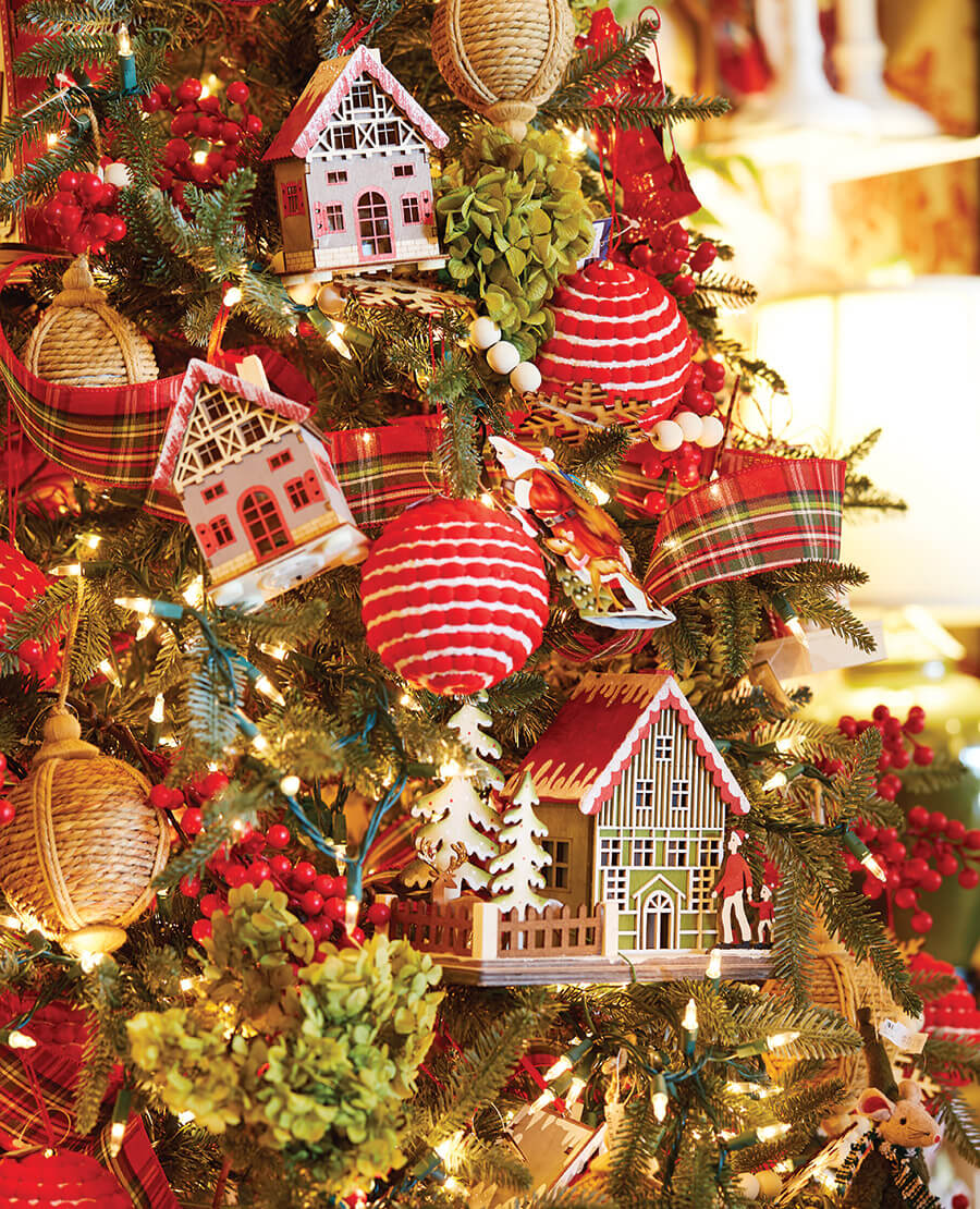 Christmas tree decorated for the holidays at Burge Flower Shop in Asheboro