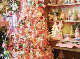 Pink Christmas tree in Burge Flower Shop