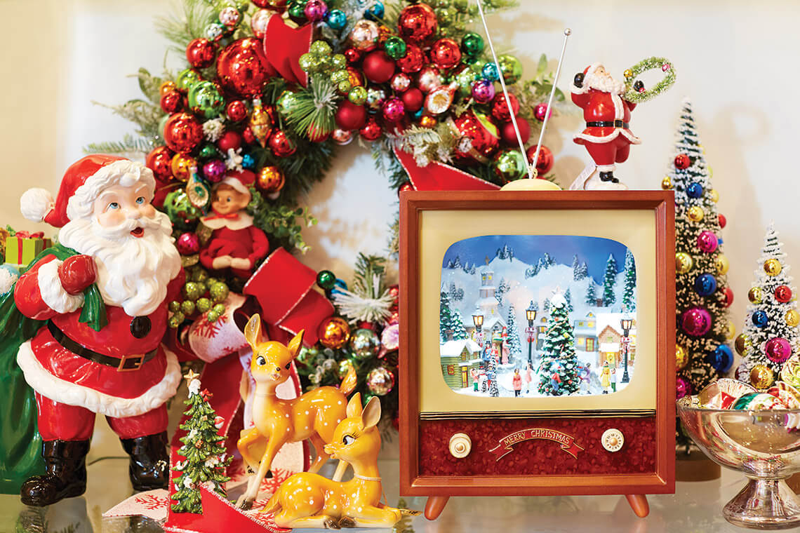 Vintage Christmas decorations at Burge Flower Shop