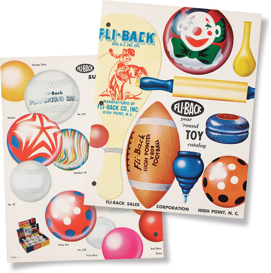 Fli-Back paddle and other toys from the company