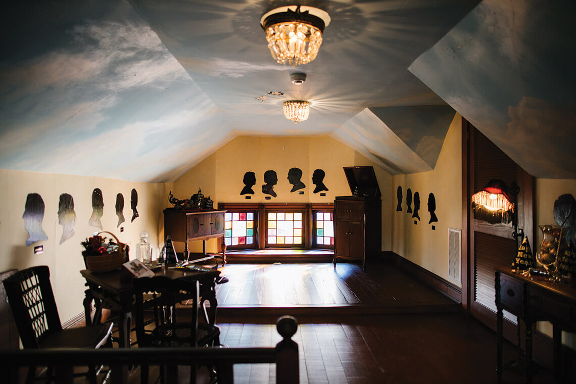 The attic in the Harper House with Prohibition-era touches