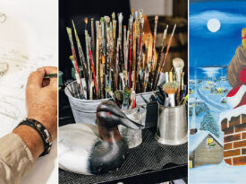 Kyle Dixon painting, supplies, and The Waterfowler's House painting by Dixon