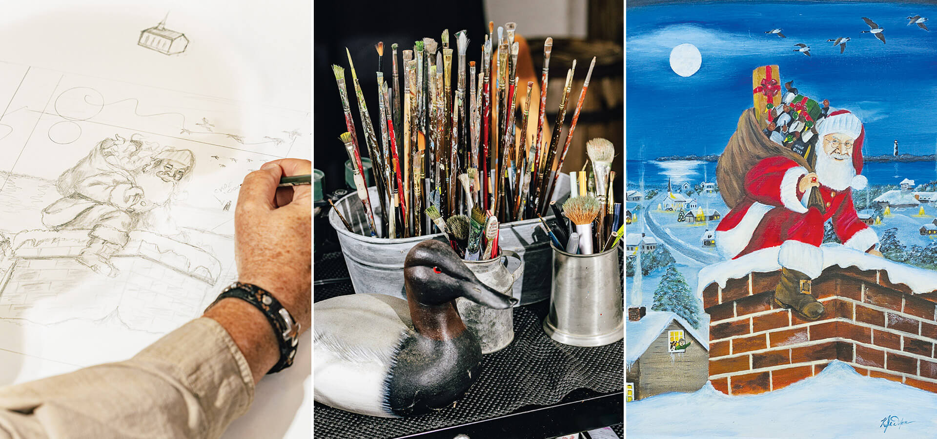 Kyle Dixon painting, supplies, and The Waterfowler's House painting by Dixon