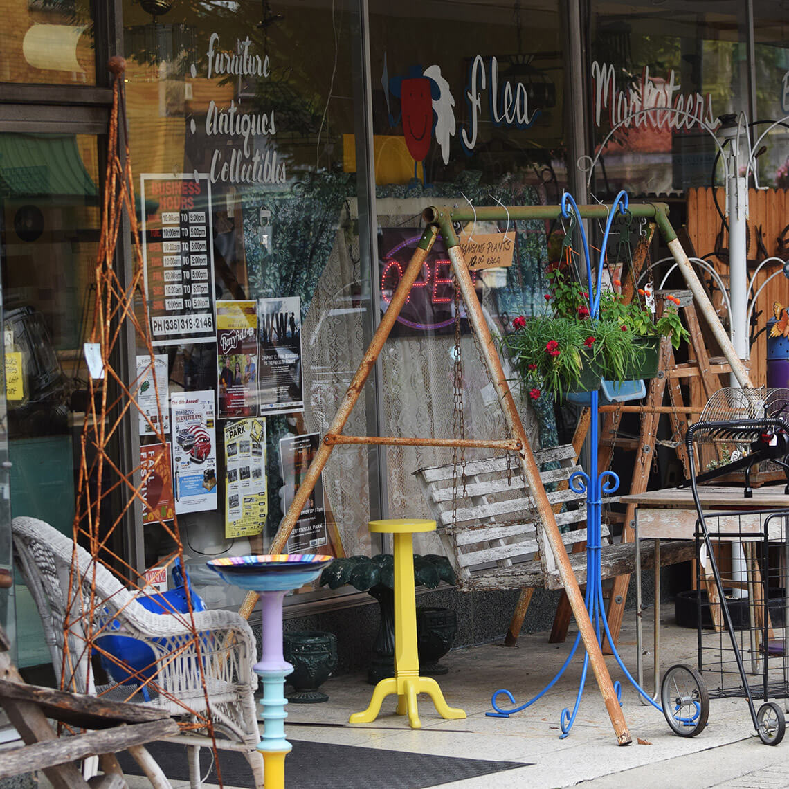 outdoor furniture at The Flea Marketeers in Asheboro