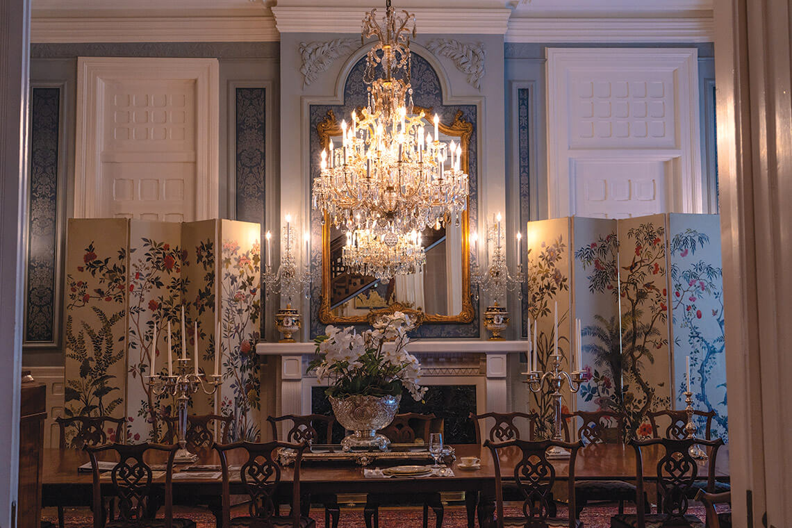The Horowitzes chandelier in the dining room of North Carolina's Executive Mansion