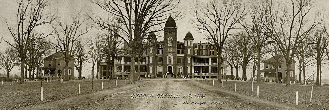 Black and white photo of the Oxford Orphan Asylum