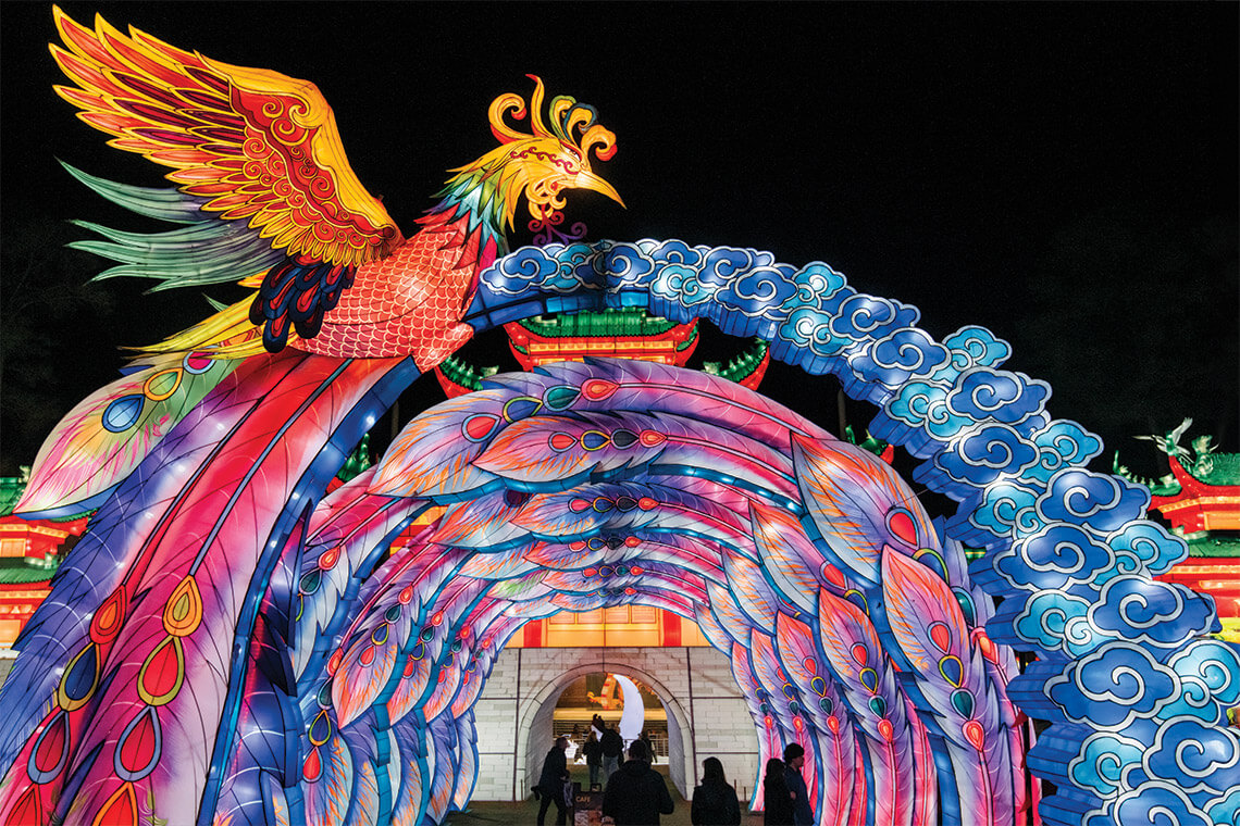 The Phoenix Corridor sculpture at the North Carolina Chinese Lantern Festival