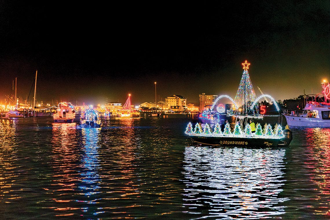 The holiday flotilla sailing from Morehead City to Beaufort