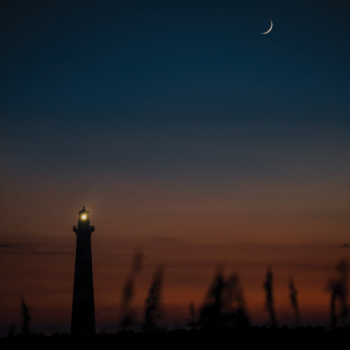 Moon over Cape Hatteras Lighthouse