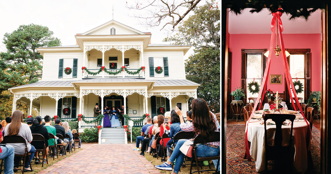 The 1897 Poe House decorated for Christmas in Fayetteville, NC