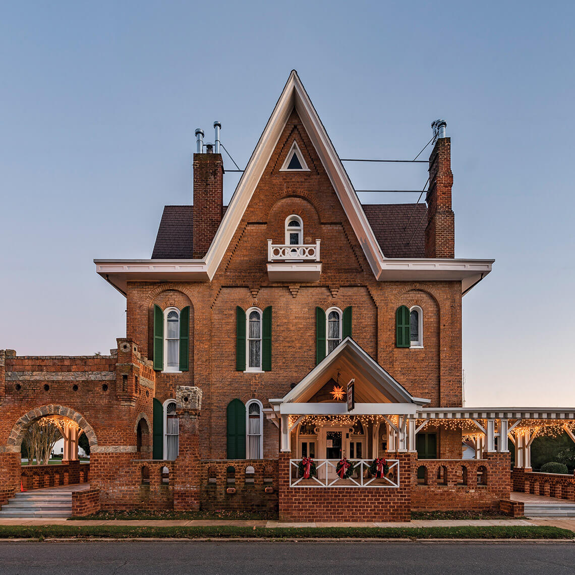 Korners Folly decorated for Christmas in Kernersville