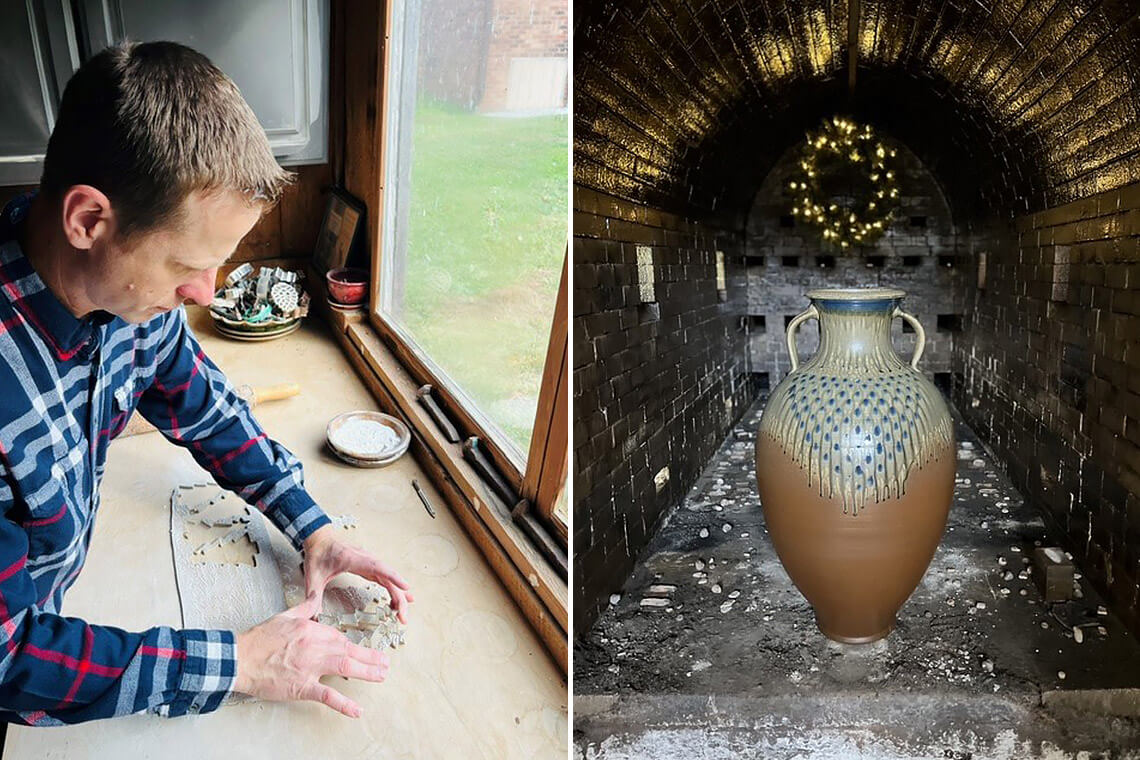 Artist Matthew Kelly works months in advance to make his annual signature ornaments in addition to his functional pottery pieces.