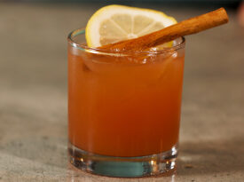 Rocks glass of winter cider punch