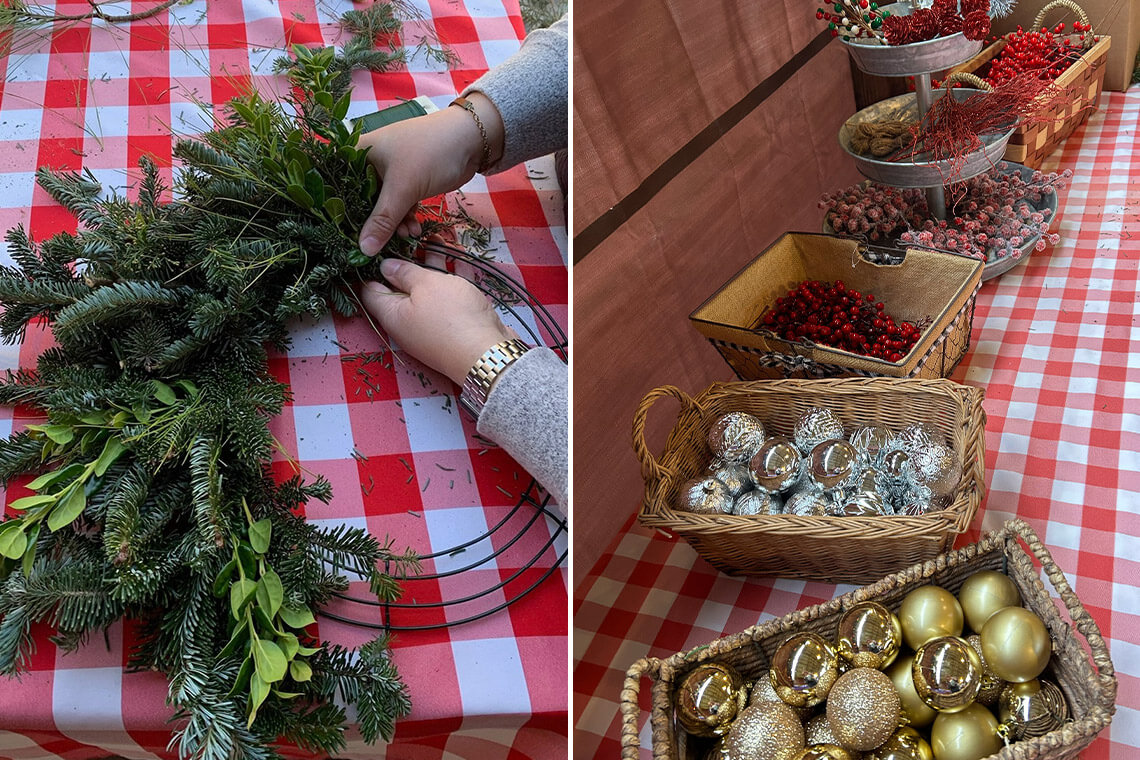 Wreath-making at Millstone Creek Orchards