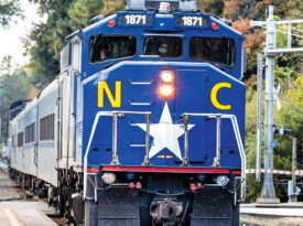The Piedmont Amtrak train approaches Cary