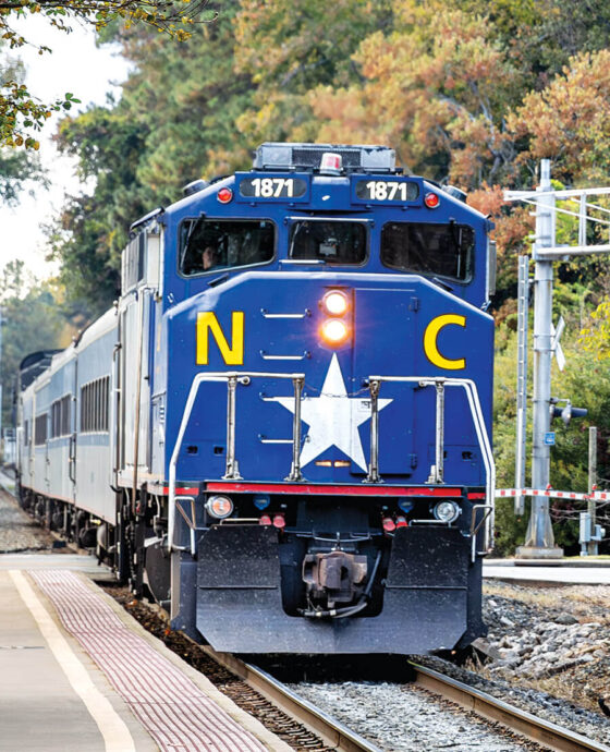 The Piedmont Amtrak train approaches Cary