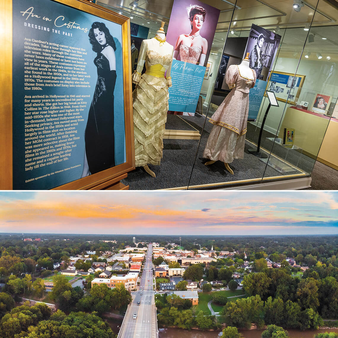 Ava Gardner Museum in Smithfield; aerial view of Smithfield NC
