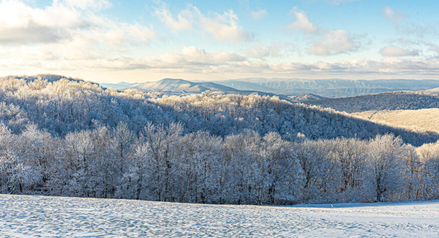 Blue Ridge Mountains covered in Snow