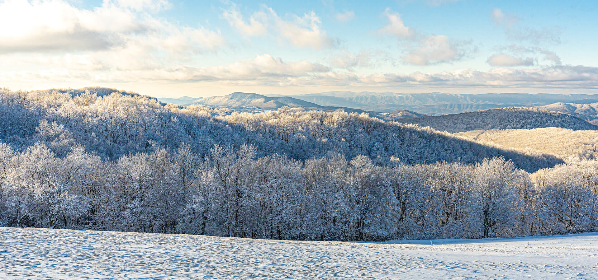 Blue Ridge Mountains covered in Snow