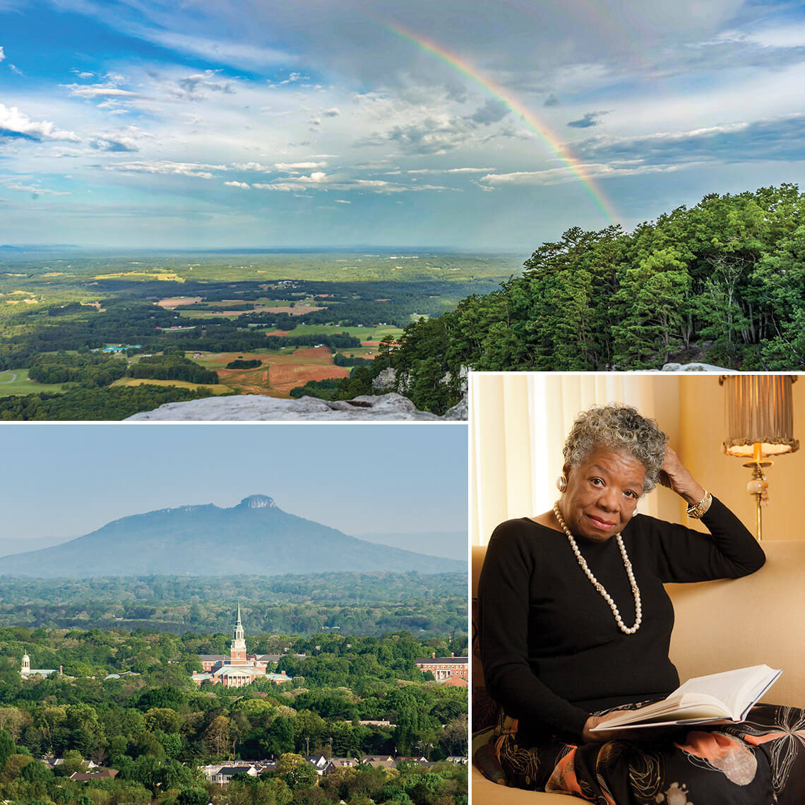 Pilot Mountain over Wake Forest University and Maya Angelou