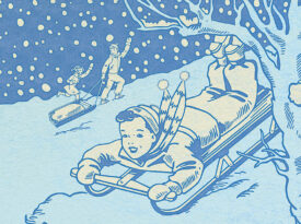 Children sledding down a hill