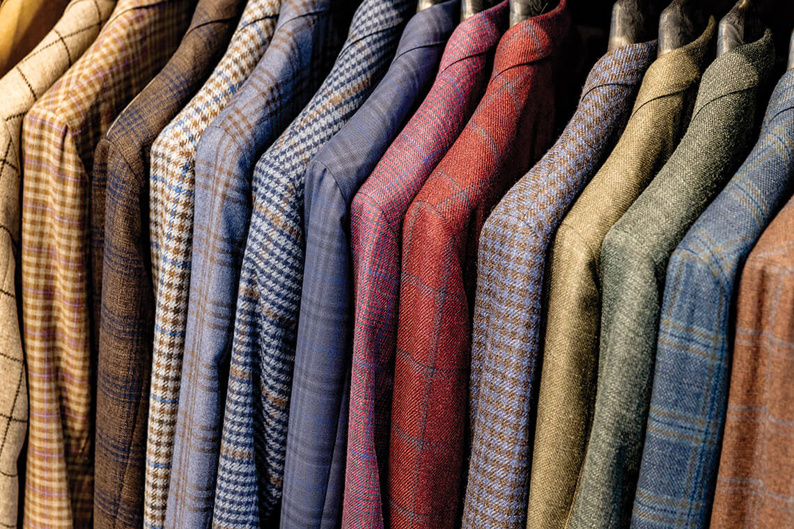 Rack of suit jackets at Kannon's Clothing